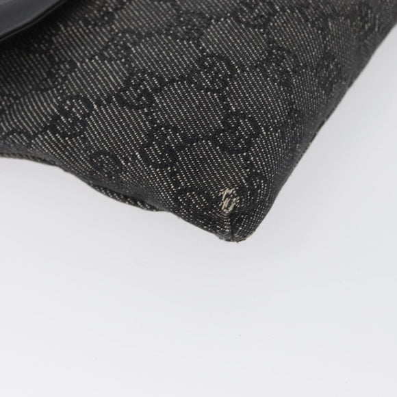 GUCCI GG Canvas Waist bag Black Silver 28566 Auth 172746