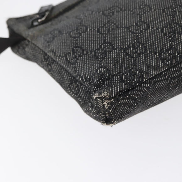 GUCCI GG Canvas Waist bag Black Silver 28566 Auth 172746