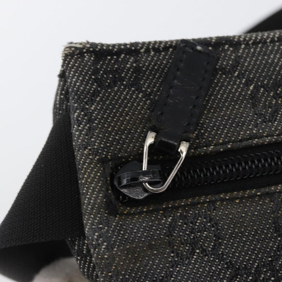 GUCCI GG Canvas Waist bag Black Silver 28566 Auth 172746