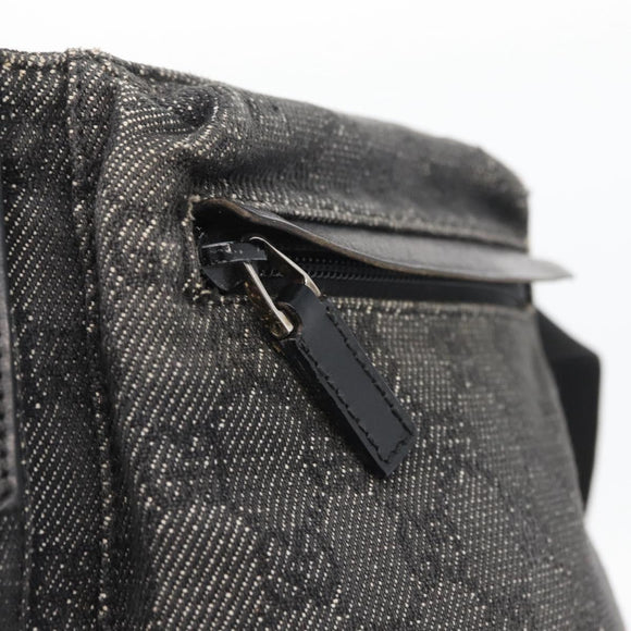 GUCCI GG Canvas Waist bag Black Silver 28566 Auth 172746