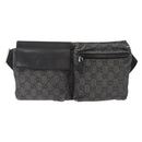 GUCCI GG Canvas Waist bag Black Silver 28566 Auth 172746-2