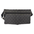 GUCCI GG Canvas Waist bag Black Silver 28566 Auth 172746-3