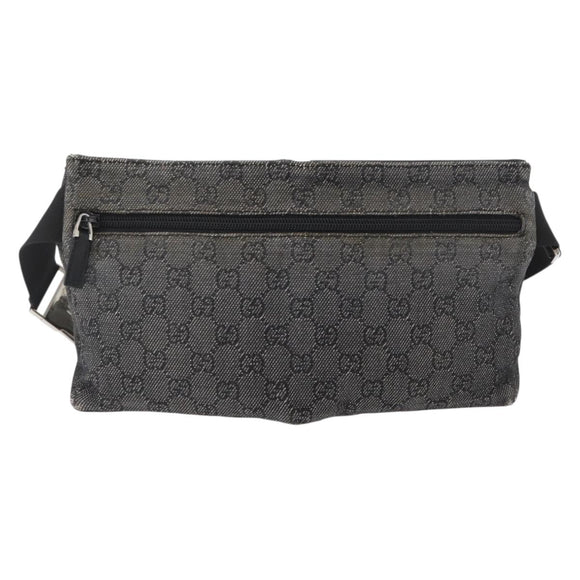 GUCCI GG Canvas Waist bag Black Silver 28566 Auth 172746