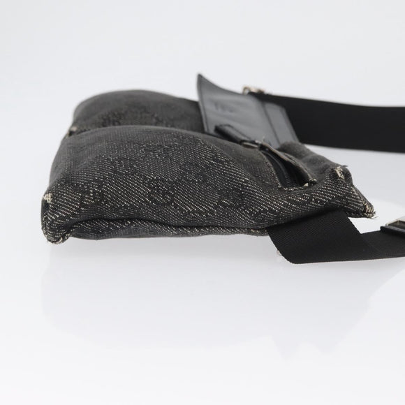 GUCCI GG Canvas Waist bag Black Silver 28566 Auth 172746