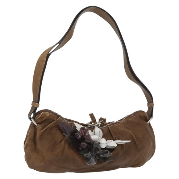 Chloe Shoulder Bag Leather Brown Silver Auth 172747