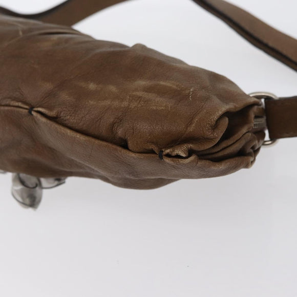 Chloe Shoulder Bag Leather Brown Silver Auth 172747