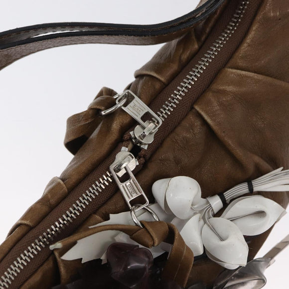 Chloe Shoulder Bag Leather Brown Silver Auth 172747