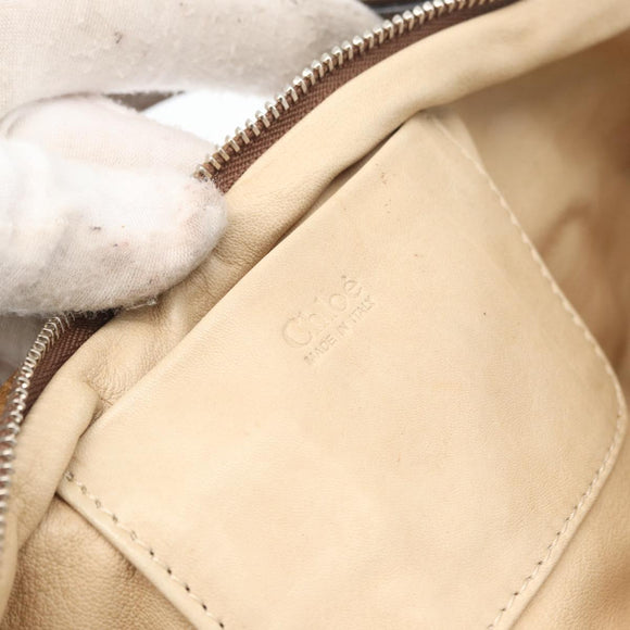 Chloe Shoulder Bag Leather Brown Silver Auth 172747