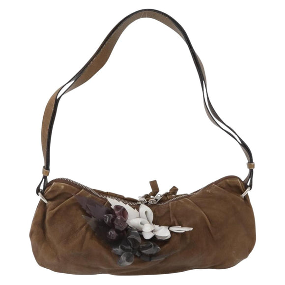 Chloe Shoulder Bag Leather Brown Silver Auth 172747