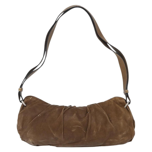 Chloe Shoulder Bag Leather Brown Silver Auth 172747