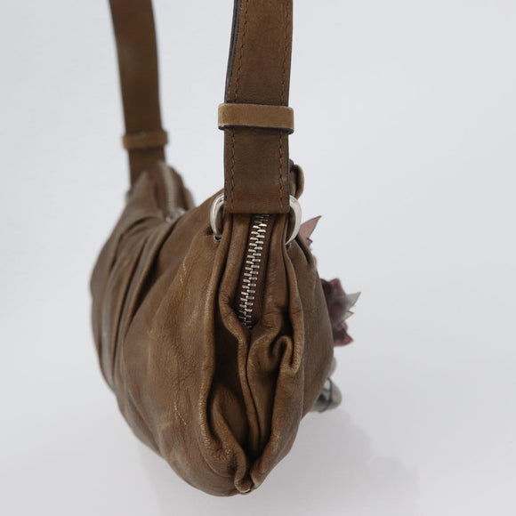 Chloe Shoulder Bag Leather Brown Silver Auth 172747