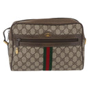 GUCCI GG Supreme Web Sherry Line Bag PVC Beige Red 68 02 005 Auth 172748-13