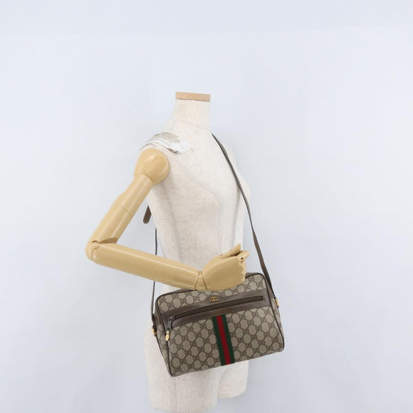 GUCCI GG Supreme Web Sherry Line Bag PVC Beige Red 68 02 005 Auth 172748