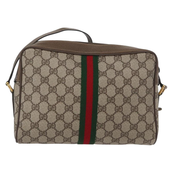 GUCCI GG Supreme Web Sherry Line Bag PVC Beige Red 68 02 005 Auth 172748