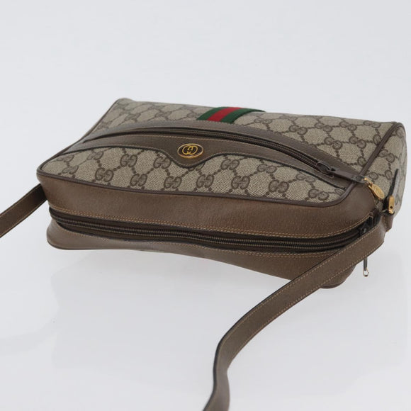 GUCCI GG Supreme Web Sherry Line Bag PVC Beige Red 68 02 005 Auth 172748