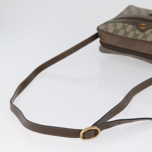 GUCCI GG Supreme Web Sherry Line Bag PVC Beige Red 68 02 005 Auth 172748
