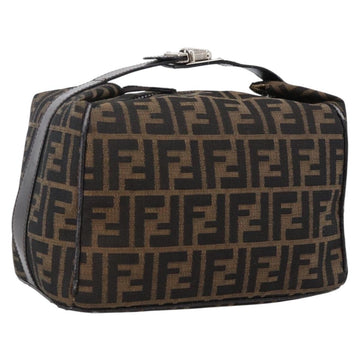 FENDI Zucca Canvas Hand Bag Black Brown Auth 172749
