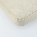 CHANEL Cambon Line Shoulder Bag Lamb Skin White Black CC Auth 172750-17