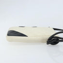 CHANEL Cambon Line Shoulder Bag Lamb Skin White Black CC Auth 172750-3