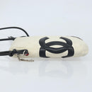 CHANEL Cambon Line Shoulder Bag Lamb Skin White Black CC Auth 172750-4