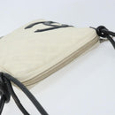CHANEL Cambon Line Shoulder Bag Lamb Skin White Black CC Auth 172750-6