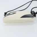 CHANEL Cambon Line Shoulder Bag Lamb Skin White Black CC Auth 172750-5