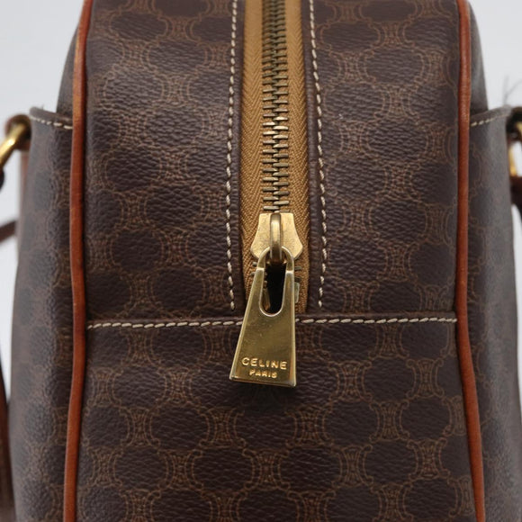 CELINE Macadam Canvas Hand Bag PVC Leather Brown Gold Auth 172767