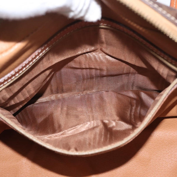 CELINE Macadam Canvas Hand Bag PVC Leather Brown Gold Auth 172767