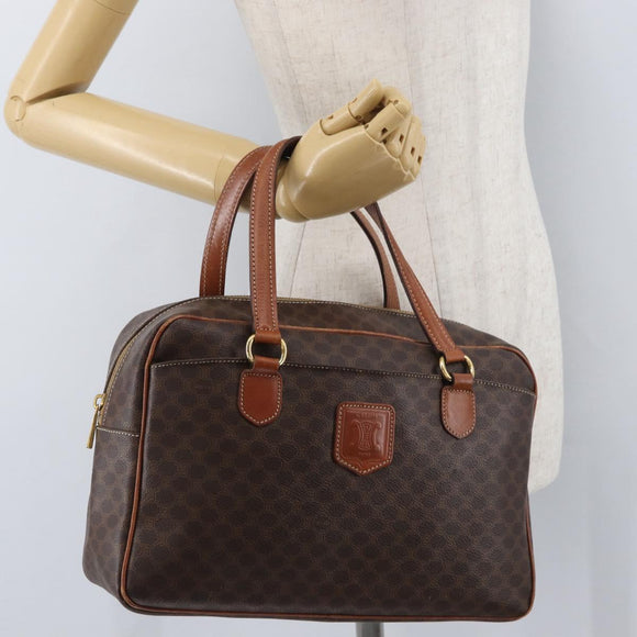 CELINE Macadam Canvas Hand Bag PVC Leather Brown Gold Auth 172767