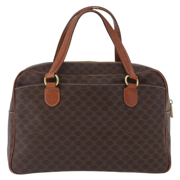 CELINE Macadam Canvas Hand Bag PVC Leather Brown Gold Auth 172767