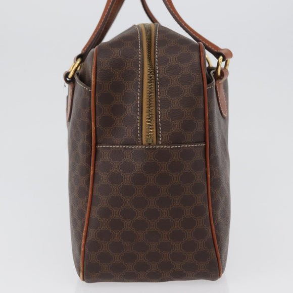CELINE Macadam Canvas Hand Bag PVC Leather Brown Gold Auth 172767