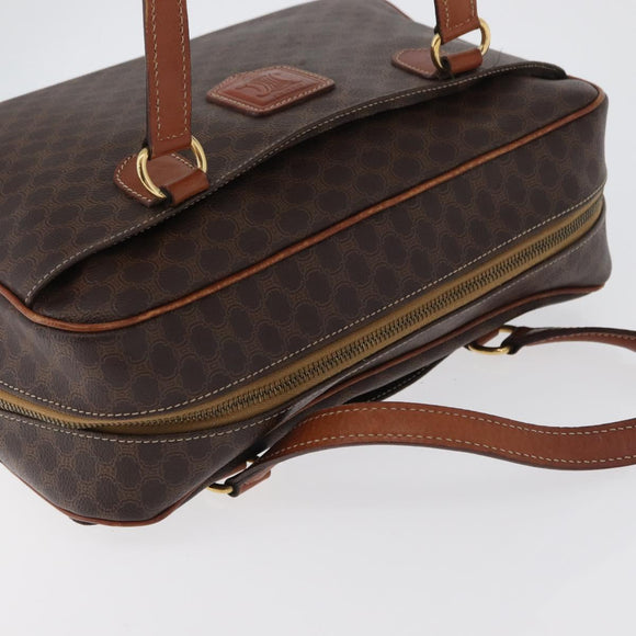 CELINE Macadam Canvas Hand Bag PVC Leather Brown Gold Auth 172767