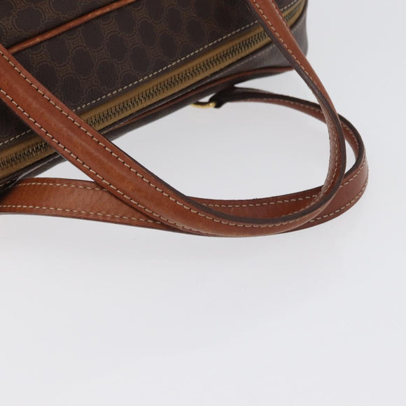 CELINE Macadam Canvas Hand Bag PVC Leather Brown Gold Auth 172767