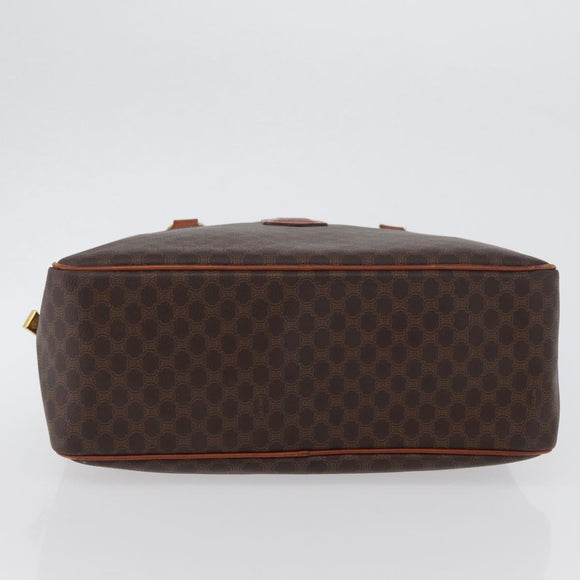 CELINE Macadam Canvas Hand Bag PVC Leather Brown Gold Auth 172767
