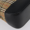BURBERRY Nova Check Hand Bag Canvas Beige Gold Auth 172768-9