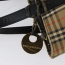 BURBERRY Nova Check Hand Bag Canvas Beige Gold Auth 172768-10