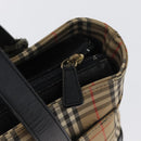BURBERRY Nova Check Hand Bag Canvas Beige Gold Auth 172768-11