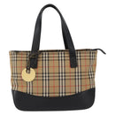 BURBERRY Nova Check Hand Bag Canvas Beige Gold Auth 172768-13