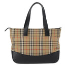 BURBERRY Nova Check Hand Bag Canvas Beige Gold Auth 172768-2