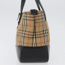 BURBERRY Nova Check Hand Bag Canvas Beige Gold Auth 172768-3