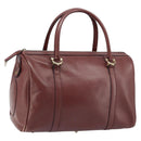 CARTIER Must Line Hand Bag Leather Bordeaux Gold Auth 172770-1