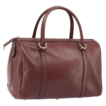 CARTIER Must Line Hand Bag Leather Bordeaux Gold Auth 172770