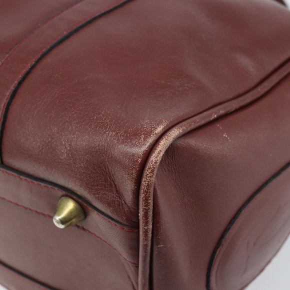 CARTIER Must Line Hand Bag Leather Bordeaux Gold Auth 172770