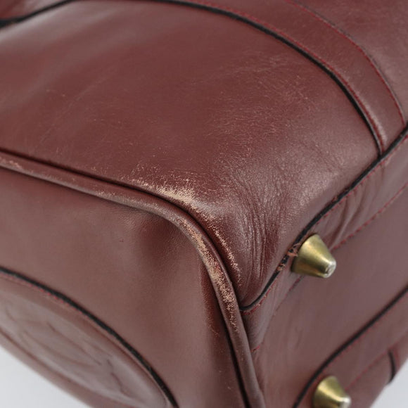 CARTIER Must Line Hand Bag Leather Bordeaux Gold Auth 172770