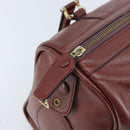 CARTIER Must Line Hand Bag Leather Bordeaux Gold Auth 172770-10