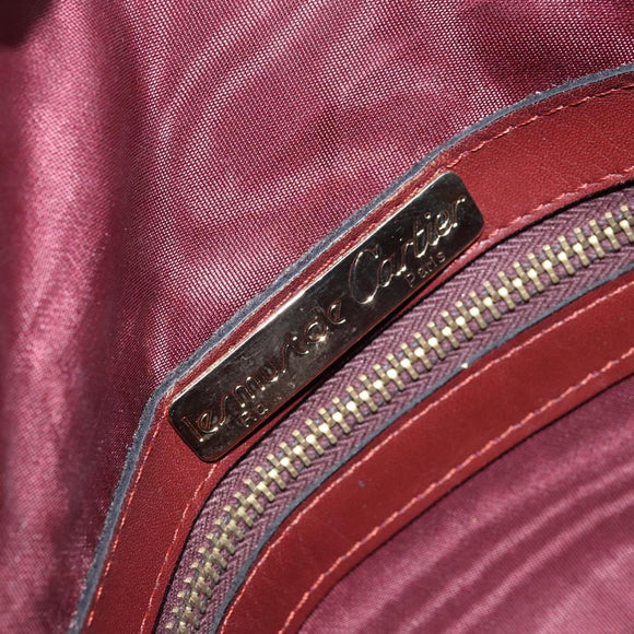 CARTIER Must Line Hand Bag Leather Bordeaux Gold Auth 172770