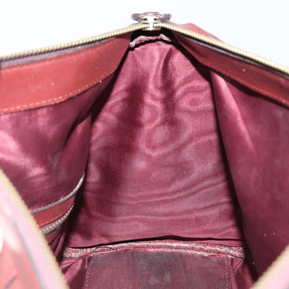 CARTIER Must Line Hand Bag Leather Bordeaux Gold Auth 172770