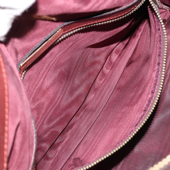 CARTIER Must Line Hand Bag Leather Bordeaux Gold Auth 172770