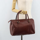 CARTIER Must Line Hand Bag Leather Bordeaux Gold Auth 172770-22