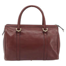 CARTIER Must Line Hand Bag Leather Bordeaux Gold Auth 172770-2